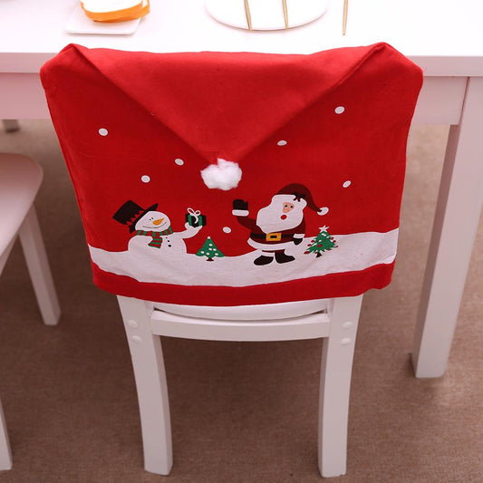 Christmas Decorations Snowman Chair Cover Hotel Restaurant Holiday Decorations