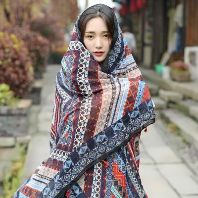 Oversized Spring And Summer Women Solid Color National Wind Sunscreen Silk Scarf Long Paragraph Shawl Beach Towel