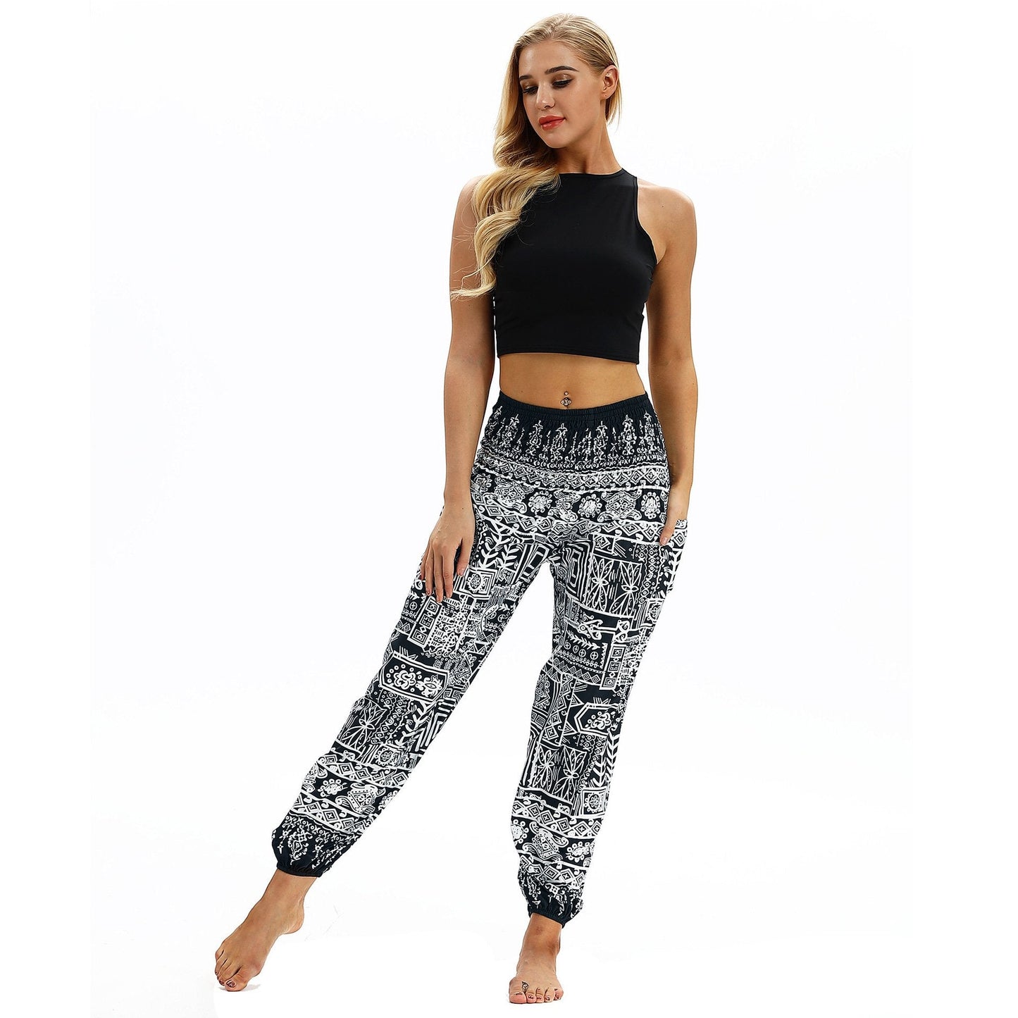Printed Belly Dance Pants Women Loose Casual Yoga Pants