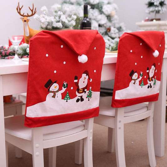 Christmas Decorations Snowman Chair Cover Hotel Restaurant Holiday Decorations