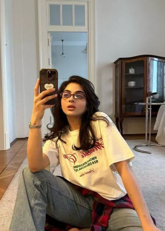 Oversized Cotton T Shirt With Graphic Lettering
