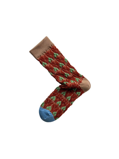 Rufia - Women’s Vintage Floral Embossed Mid-Calf Socks
