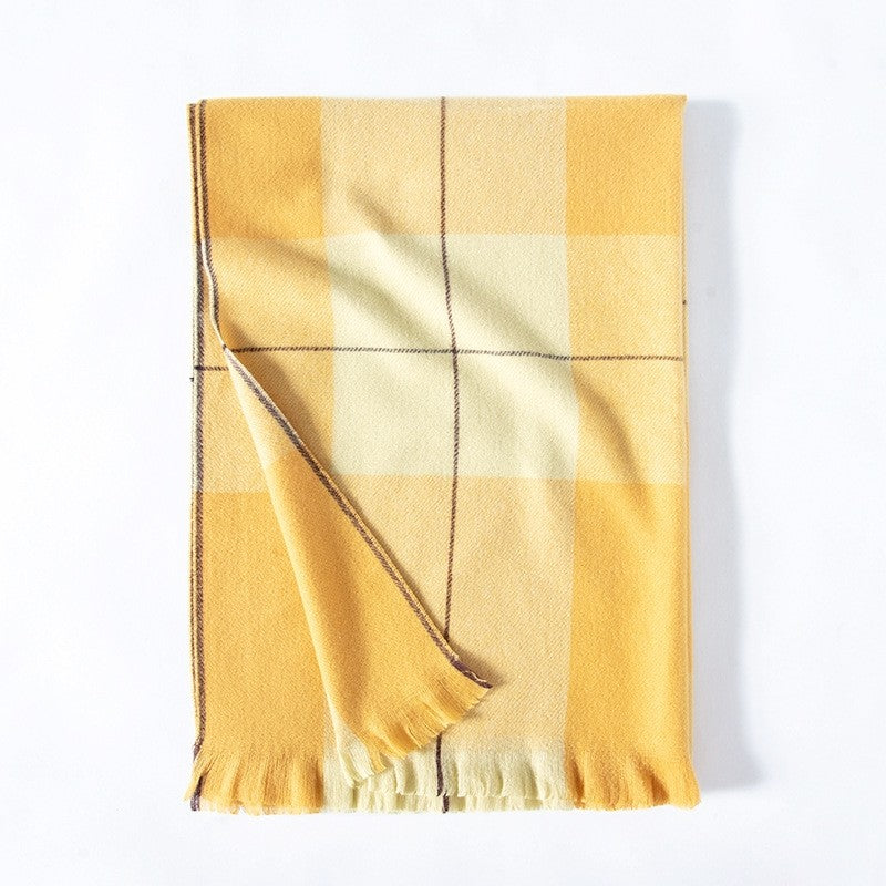 Plaid Fringe Warm Scarf