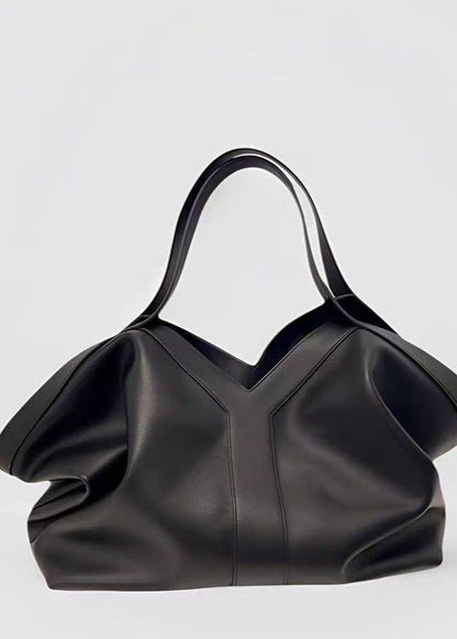 Oversized Leather Tote Bag With Structured Handles
