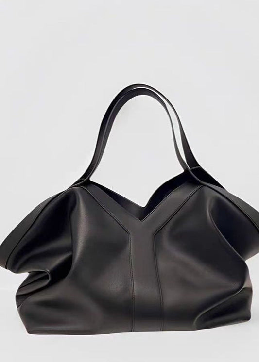 Oversized Leather Tote Bag With Structured Handles