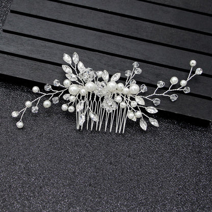 Elegant Pearl Hair Comb White Crystal Bridal Hair Accessory