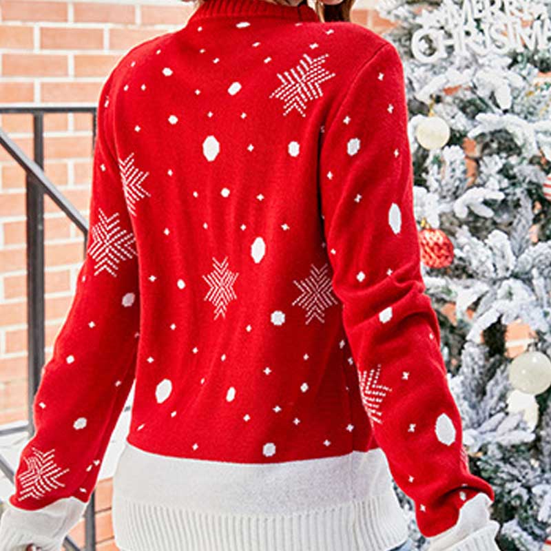 Simple Jacquard Knit Slouchy Christmas Sweater