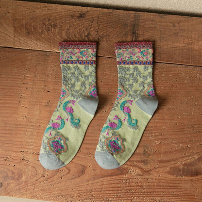 Rufia - Vintage Pattern Autumn-Winter Mid-Calf Socks