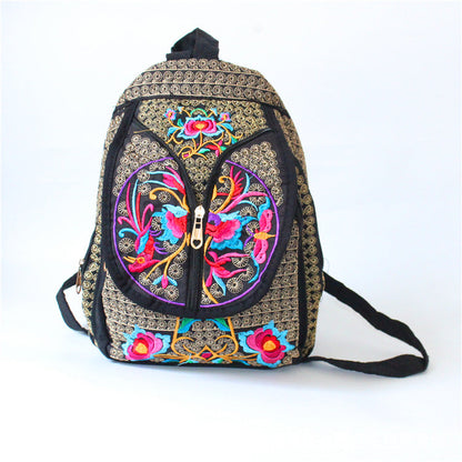 New Ethnic Style Embroidered Backpack For Women'S Embroidered Canvas Leisure Backpack