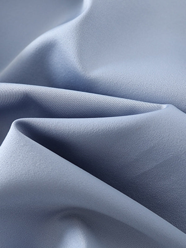 Long Sleeves Knot Pleated Solid Color Split-Joint Lapel Blouses&Shirts Tops