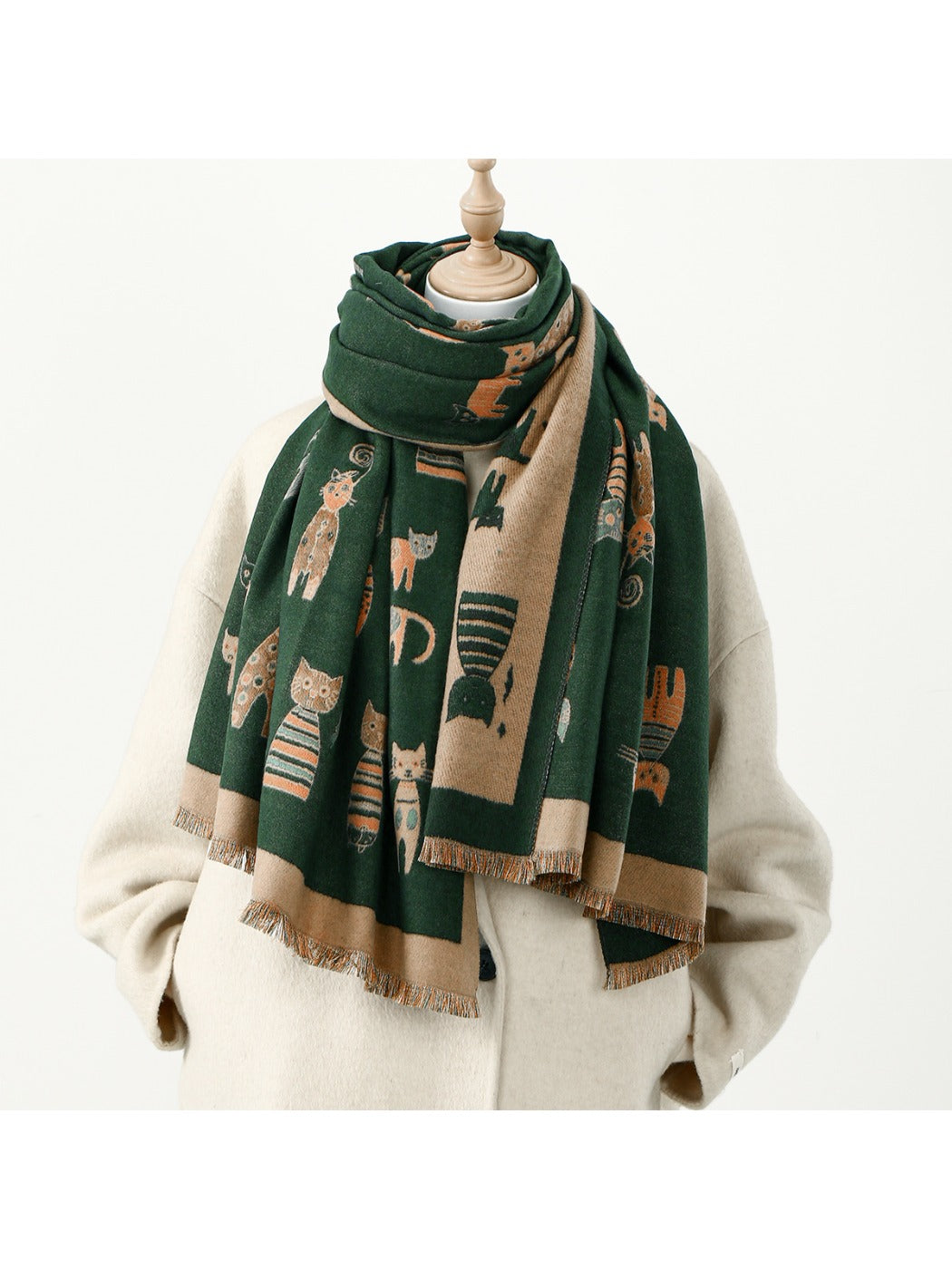 Sscarvii - Fashionable Cat Print Winter Scarf