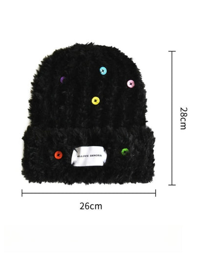 Haila - Colorful Button Knitted Earflap Beanie