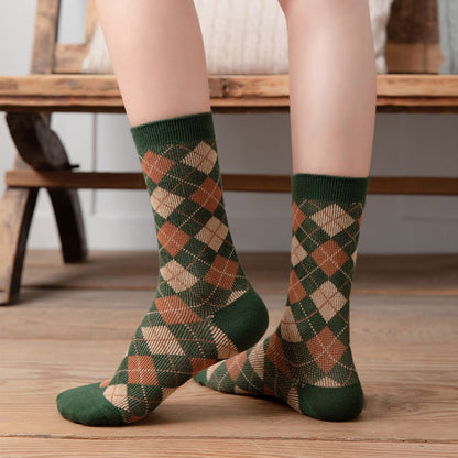 Rufia - Argyle Pattern Mid-Calf Socks