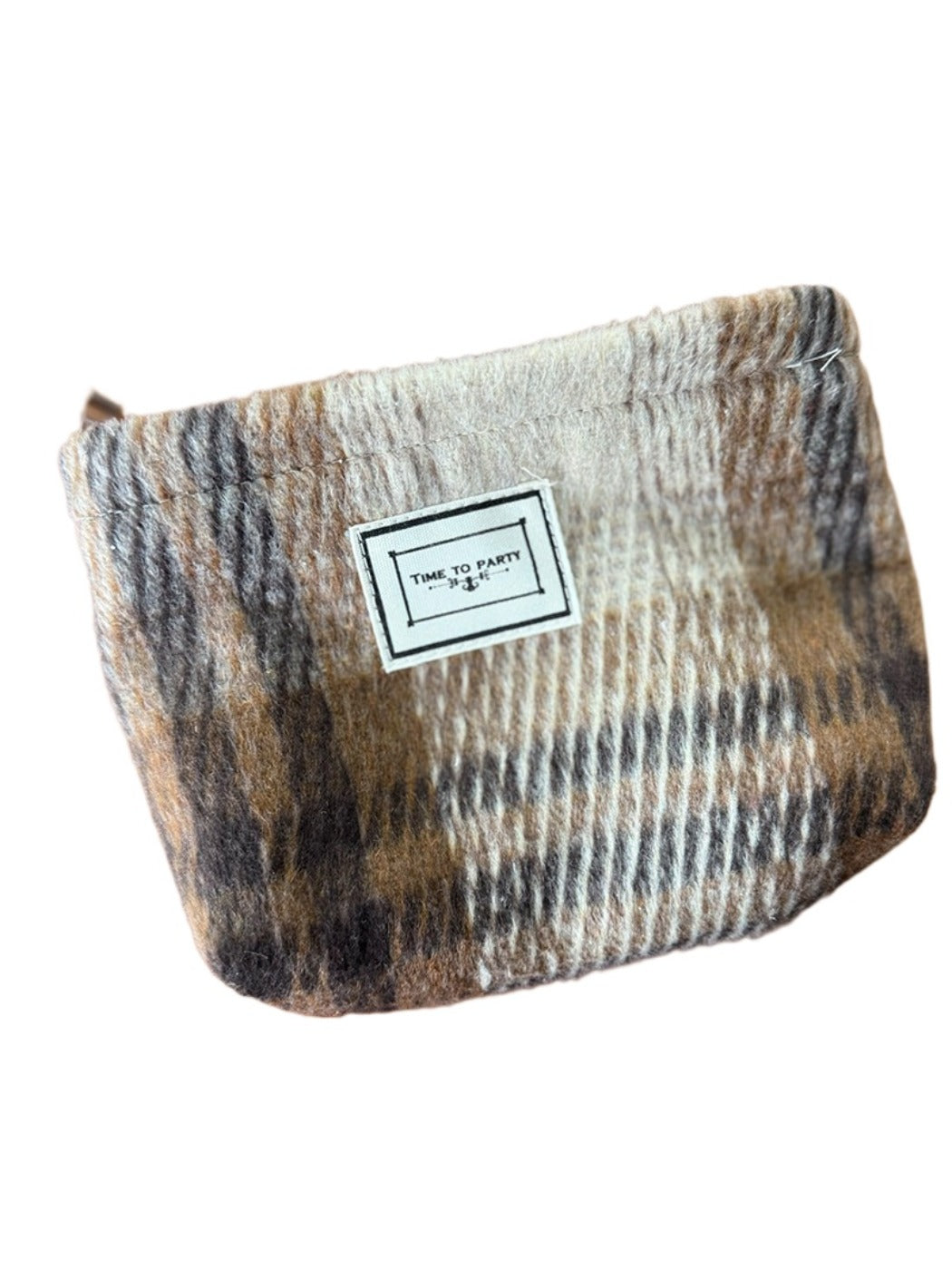 Cosbai - Vintage Plaid Cosmetic Pouch &amp; Coin Purse