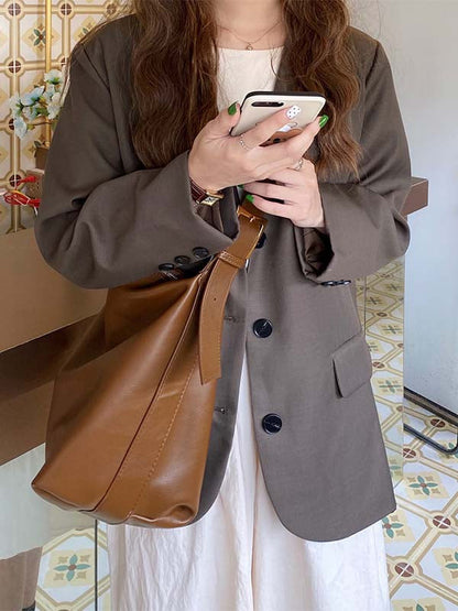 Casual Solid Color PU Tote Bags Accessories