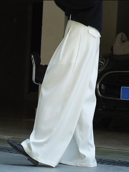 Urban Loose Wide Leg Pleated Solid Color Pants