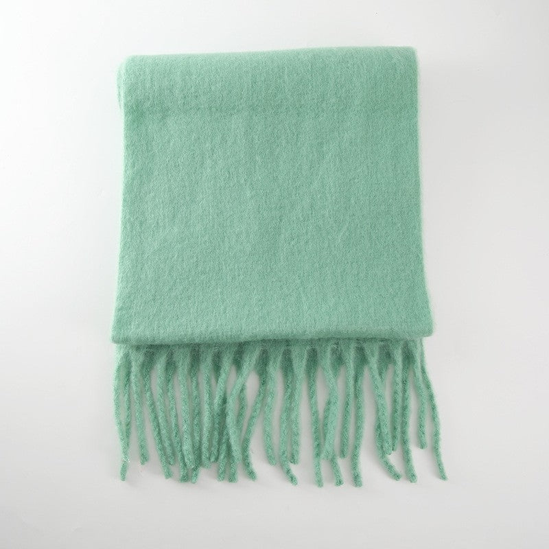 Solid Color Tassel Soft Wool Scarf