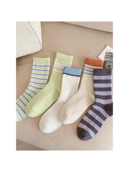 Rufia - Minimalist Fresh Stripe Mid-Calf Capsule Socks
