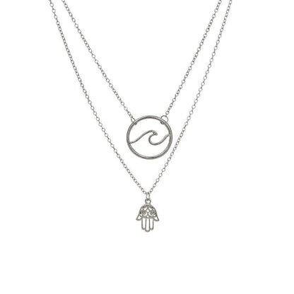 Fashion Alloy Palm Wave Multi-Layer Necklace