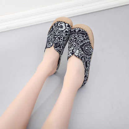 Blue-And-White Slippers Couple Wrapped Hemp Ethnic Embroidered Slippers Home Slippers