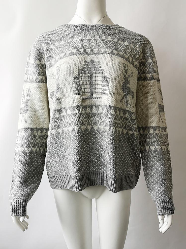 Autumn And Winter New Christmas Geometry Elk Jacquard Sweater