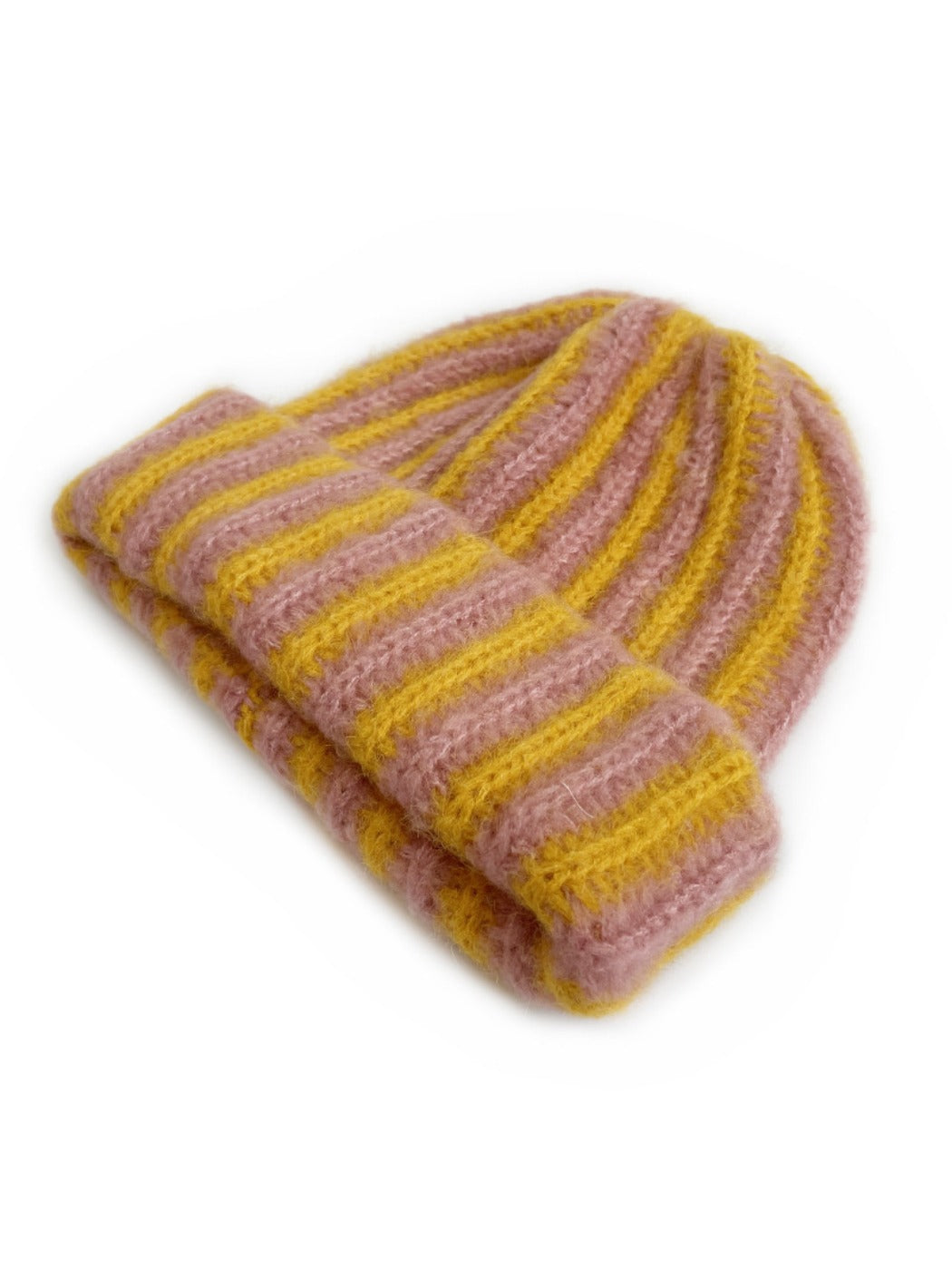 Haila - Color-block Striped Cuffed Knitted Beanie - Warm &amp; Stylish