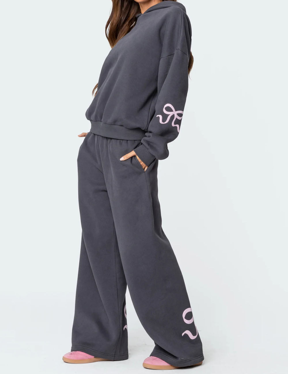 Trendy Print Loose Hoodie Sweatshirt Pants Set