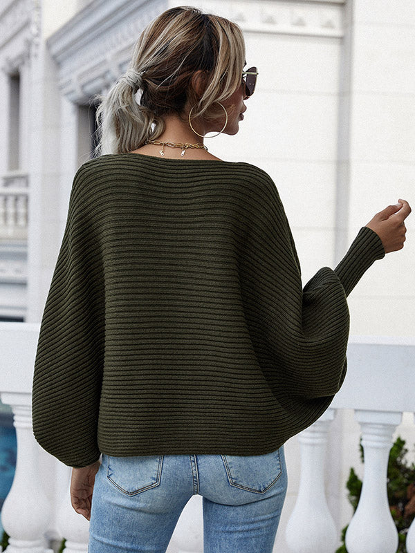 Casual Loose 6 Colors Off-The-Shoulder Long Sleeves Sweater Top