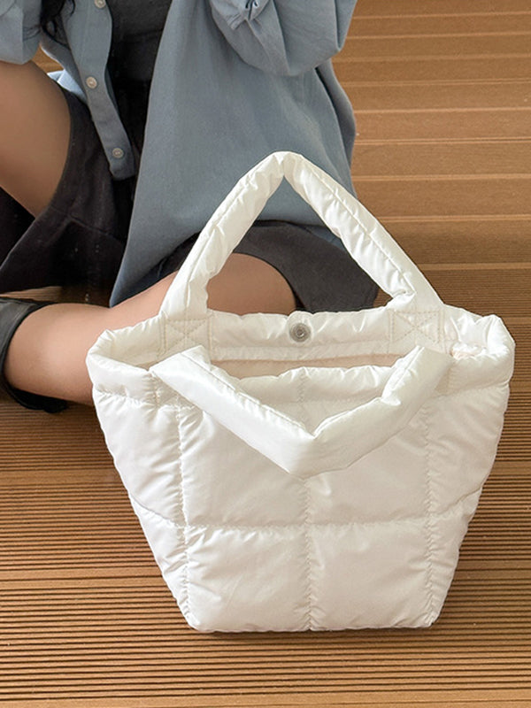 Solid Color Split-Joint C Handbags Tote Bags