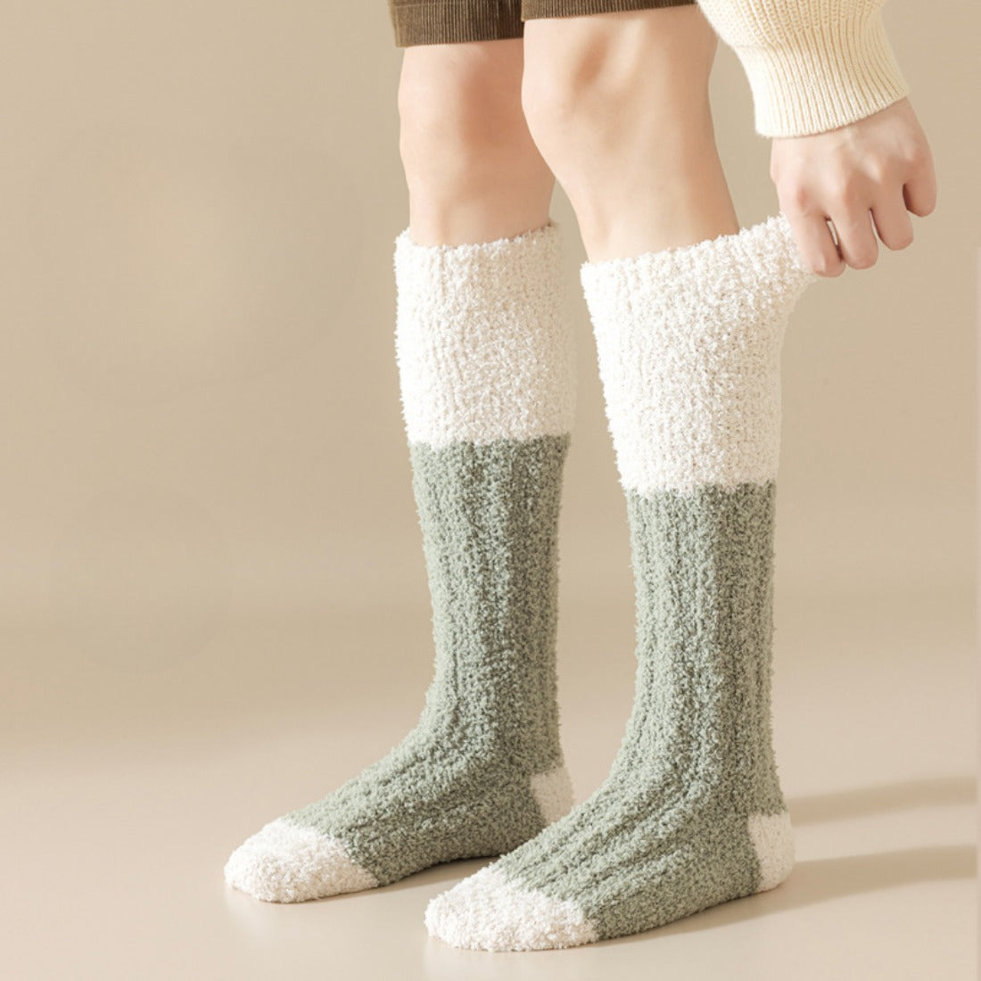 Rufia - Color Block Knee-High Towel Socks