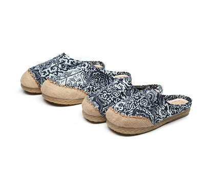 Blue-And-White Slippers Couple Wrapped Hemp Ethnic Embroidered Slippers Home Slippers