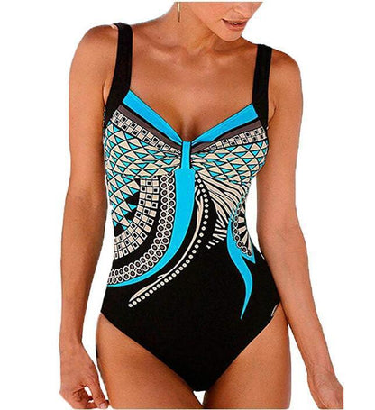 Swimwear Sling Retro Printed Ladies Jumpsuit Sexy Backless Swimsuit.