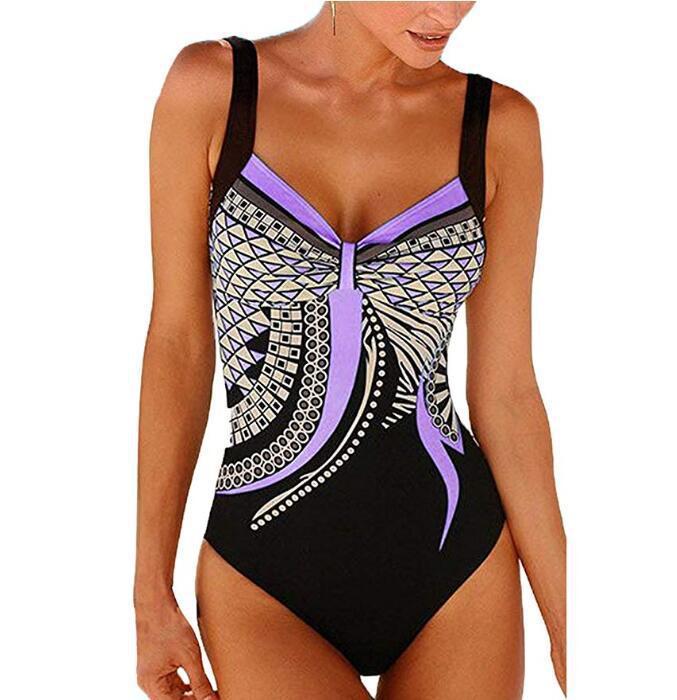 Swimwear Sling Retro Printed Ladies Jumpsuit Sexy Backless Swimsuit.