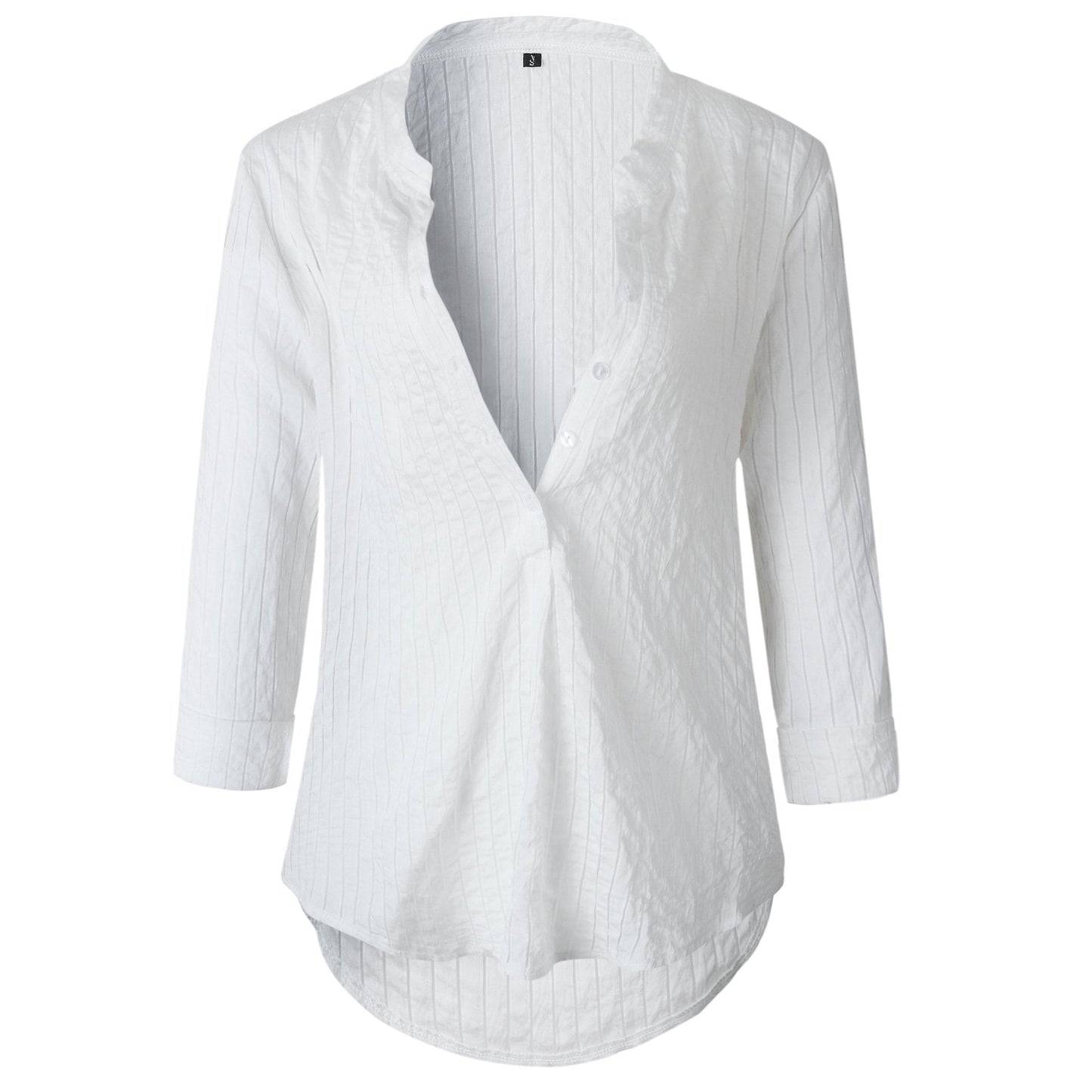 Fashion Button V-Neck Long Sleeve Blouse Shirt