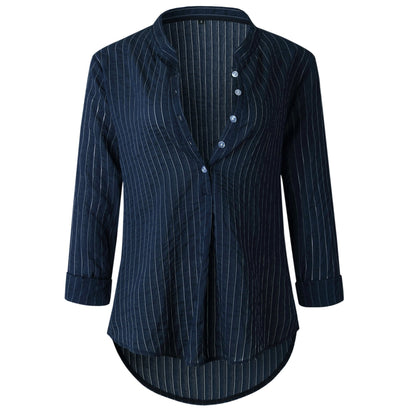Fashion Button V-Neck Long Sleeve Blouse Shirt