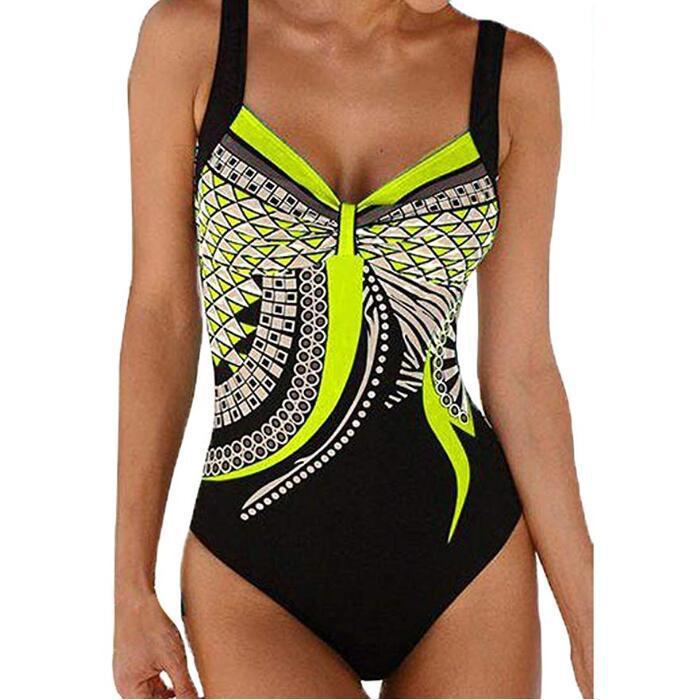 Swimwear Sling Retro Printed Ladies Jumpsuit Sexy Backless Swimsuit.