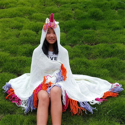 Autumn And Winter Cartoon Children Unicorn One-Piece Cap Cloak