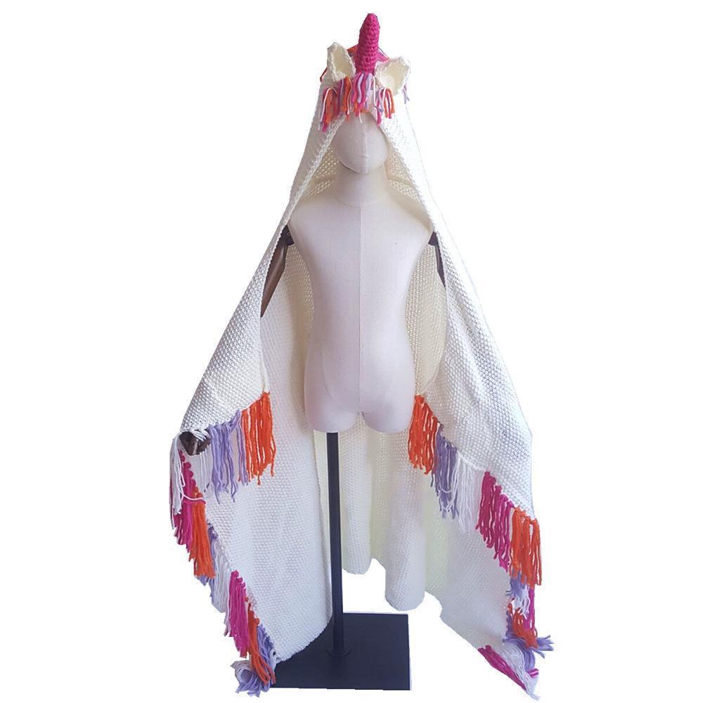 Autumn And Winter Cartoon Children Unicorn One-Piece Cap Cloak