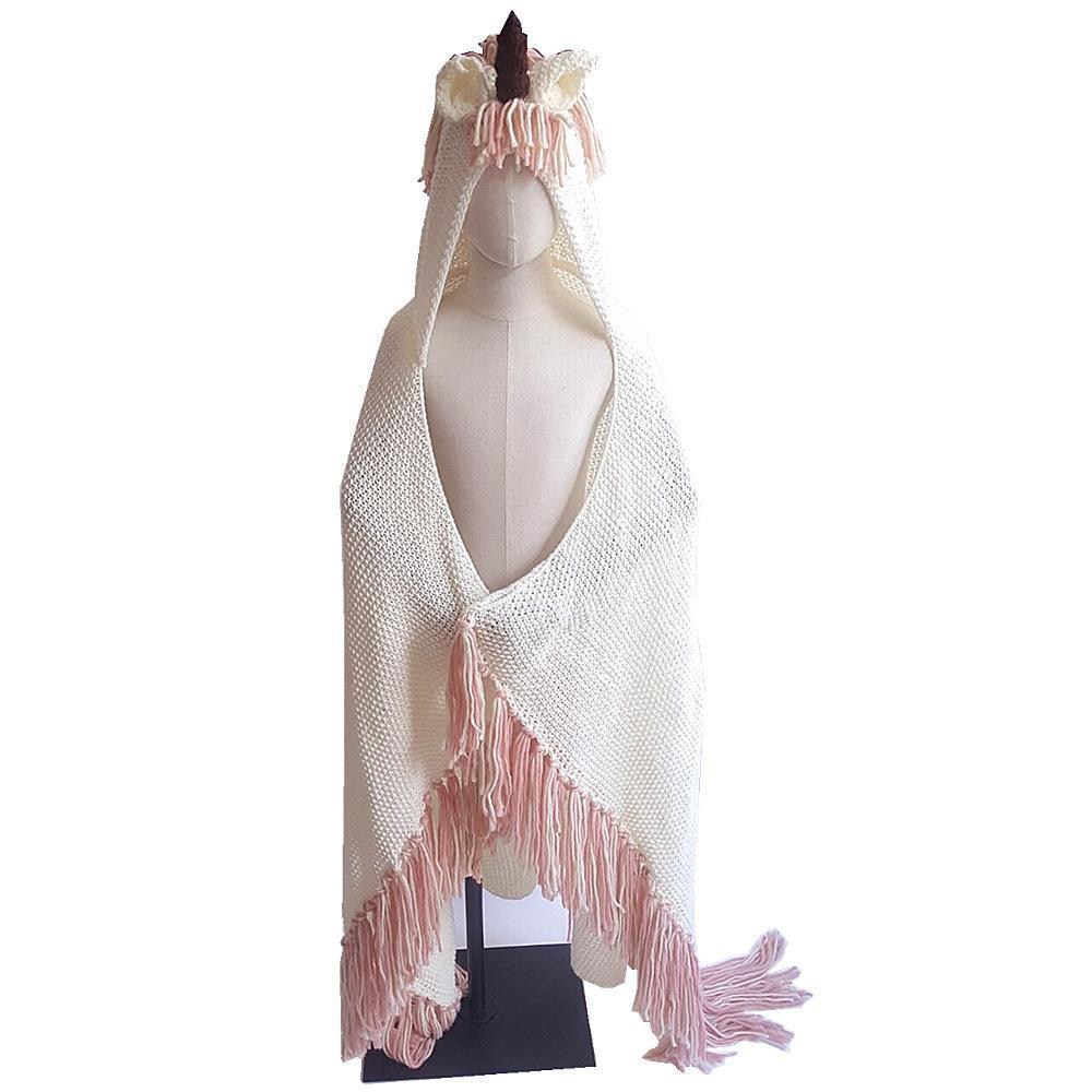 Autumn And Winter Cartoon Children Unicorn One-Piece Cap Cloak