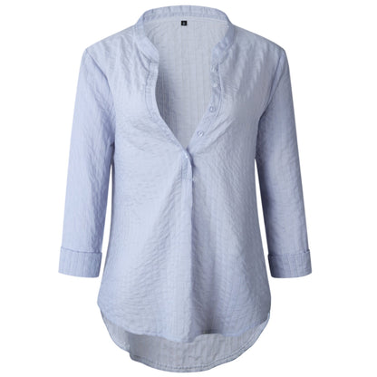 Fashion Button V-Neck Long Sleeve Blouse Shirt