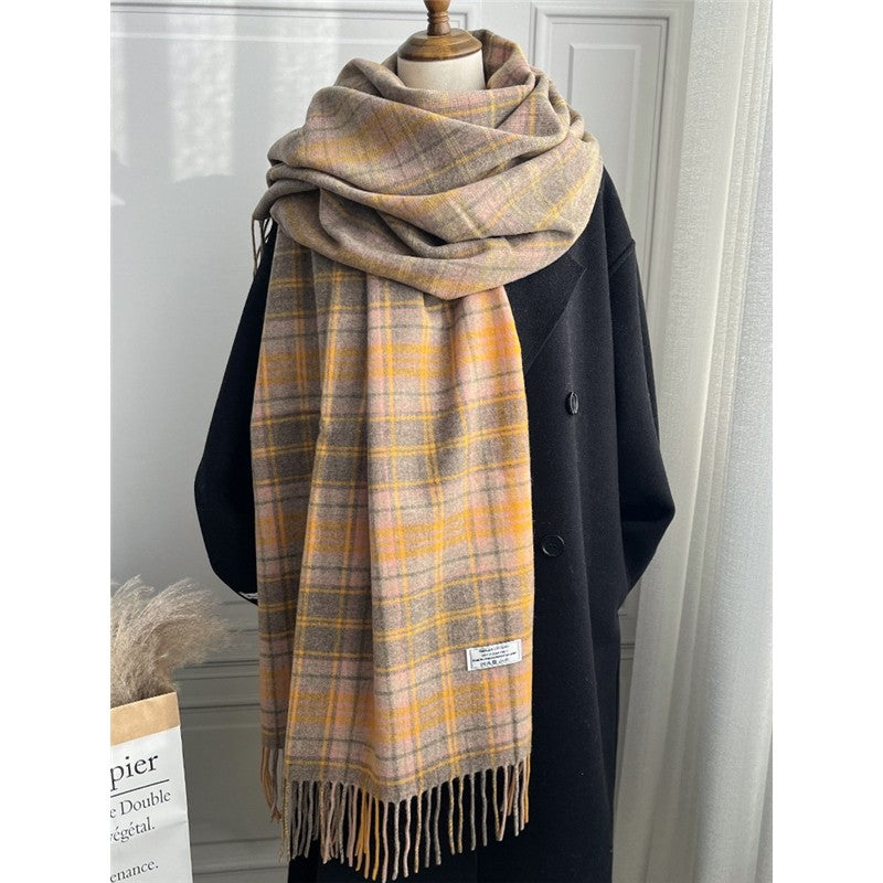 Fringed Plaid Shawl Scarf