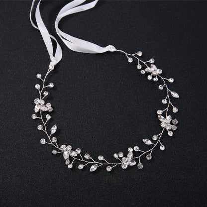 Bridal Headpiece Handmade Silver Rhinestone Headband Wedding Hair Accessory