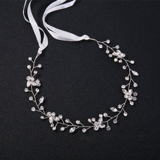 Bridal Headpiece Handmade Silver Rhinestone Headband Wedding Hair Accessory