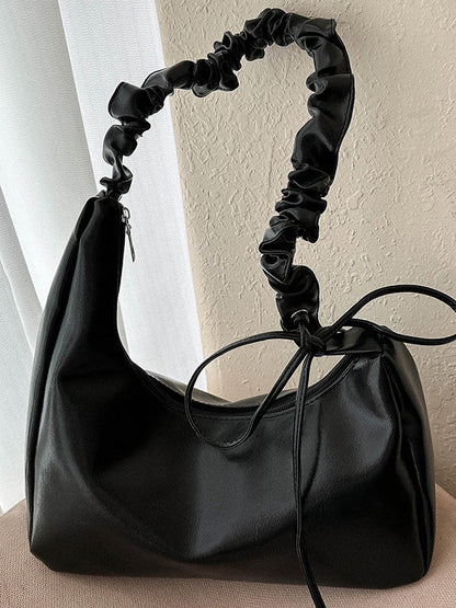 Geometric Pleated Solid Color Zipper Handbags