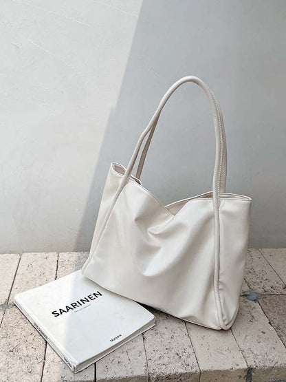 Simple Casual Chic Solid Color PU Tote Shoulder Bags Accessories