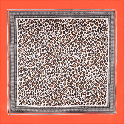 Scravii - Leopard Print Silk-like Scarf