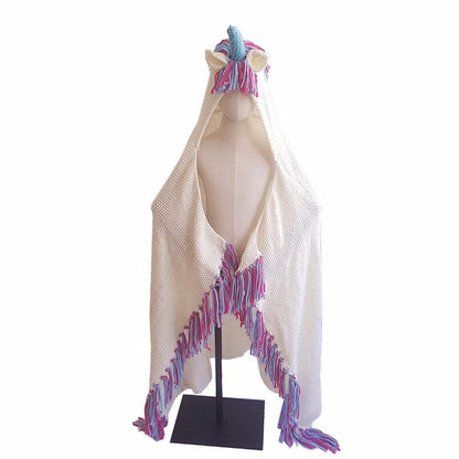 Autumn And Winter Cartoon Children Unicorn One-Piece Cap Cloak
