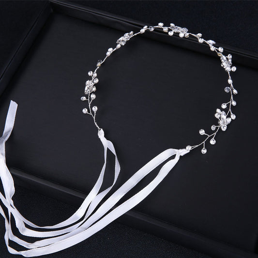 Bridal Headpiece Handmade Silver Rhinestone Headband Wedding Hair Accessory