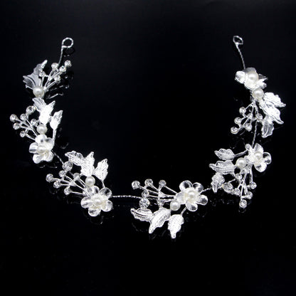Alloy Leaf Pearl Bridal Hair Accessories with Rhinestones