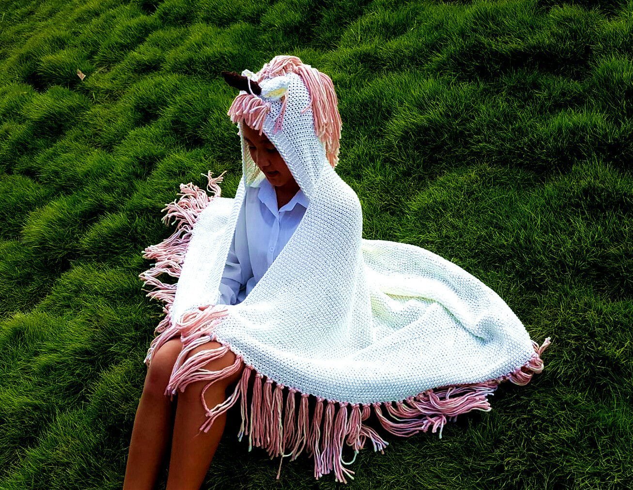 Autumn And Winter Cartoon Children Unicorn One-Piece Cap Cloak
